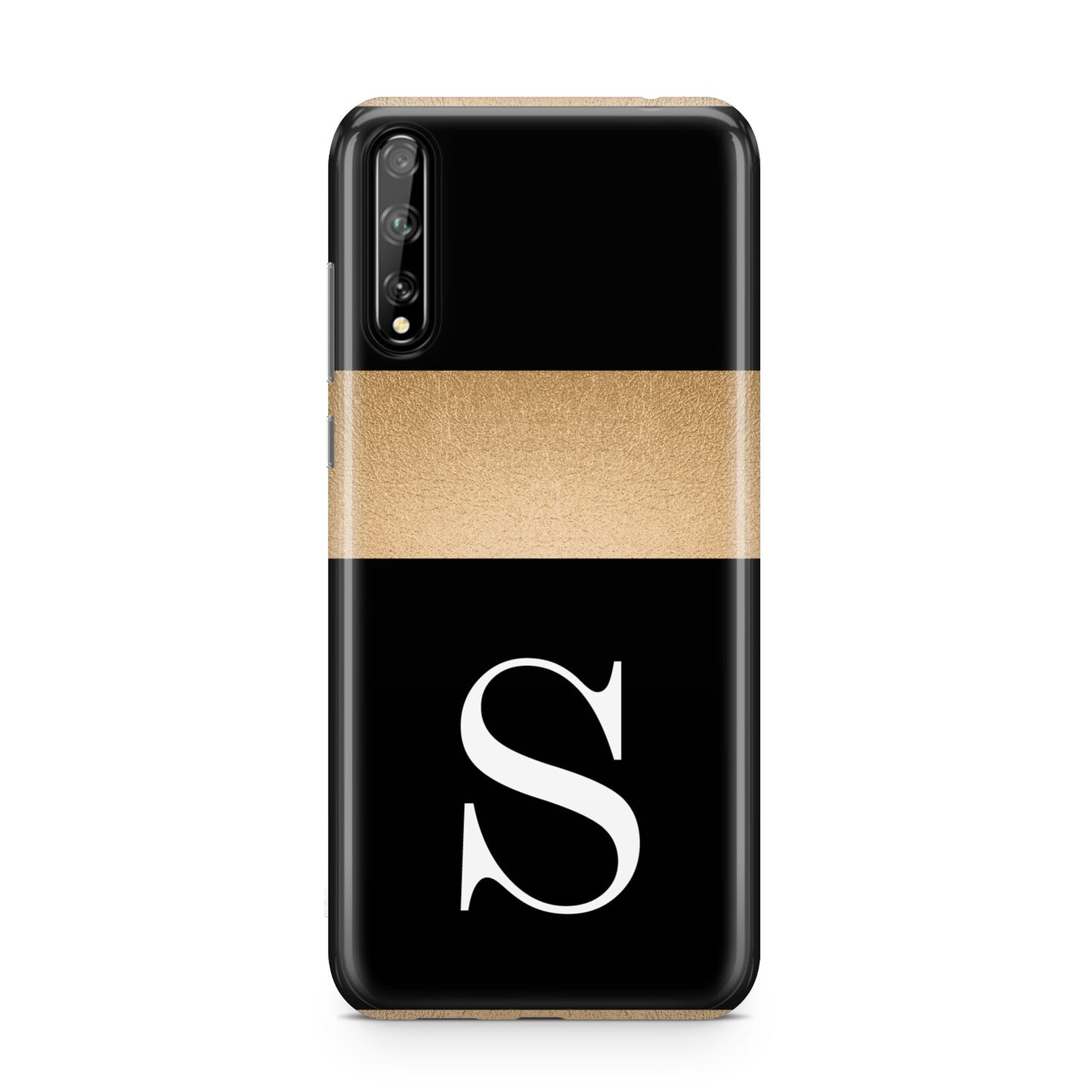 Personalised Black Gold Monogram Initial Huawei Enjoy 10s Phone Case