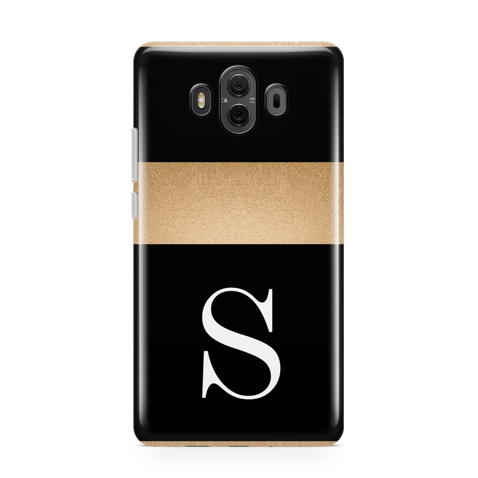 Personalised Black Gold Monogram Initial Huawei Mate 10 Protective Phone Case