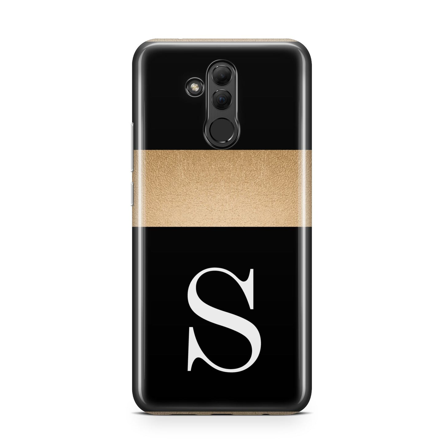 Personalised Black Gold Monogram Initial Huawei Mate 20 Lite