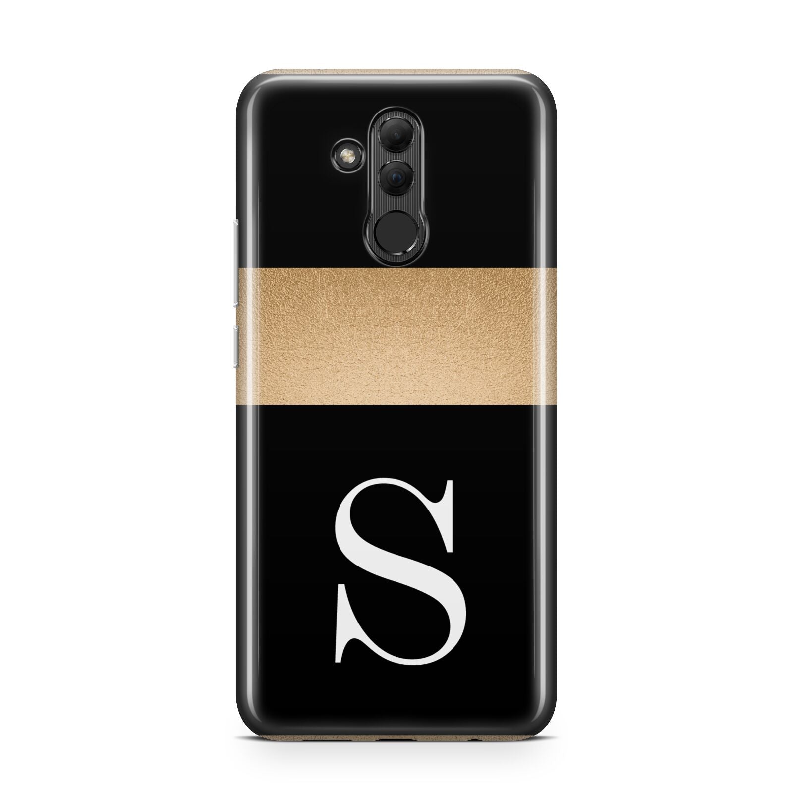 Personalised Black Gold Monogram Initial Huawei Mate 20 Lite