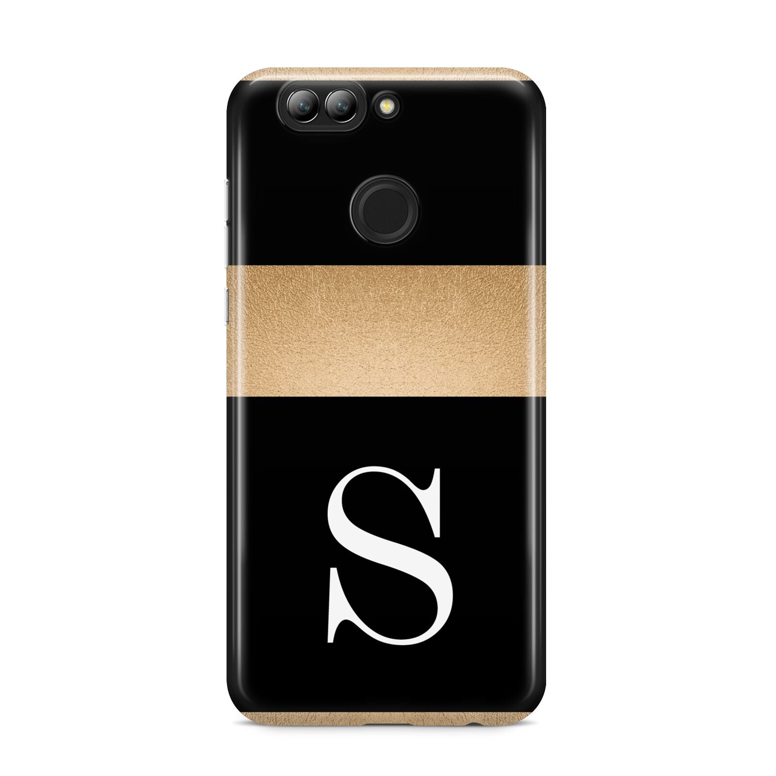 Personalised Black Gold Monogram Initial Huawei Nova 2s Phone Case