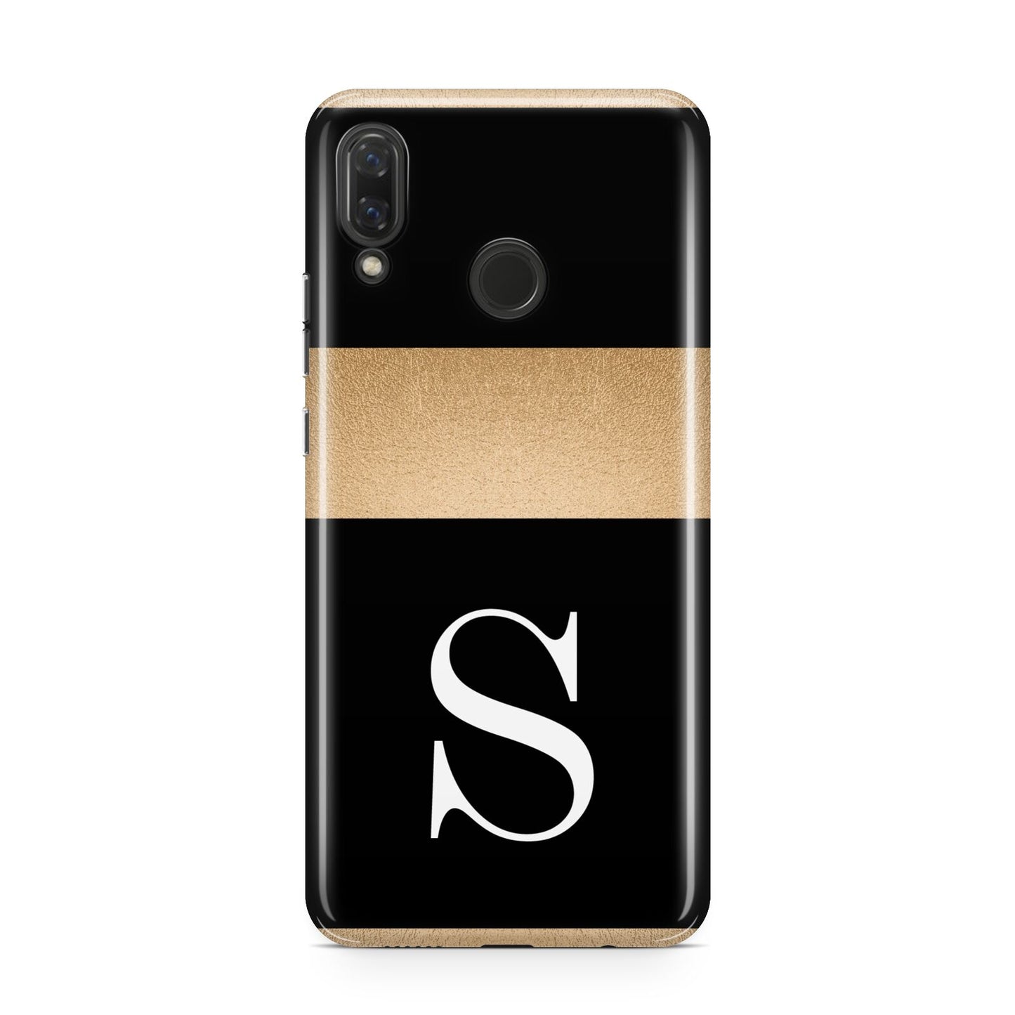 Personalised Black Gold Monogram Initial Huawei Nova 3 Phone Case