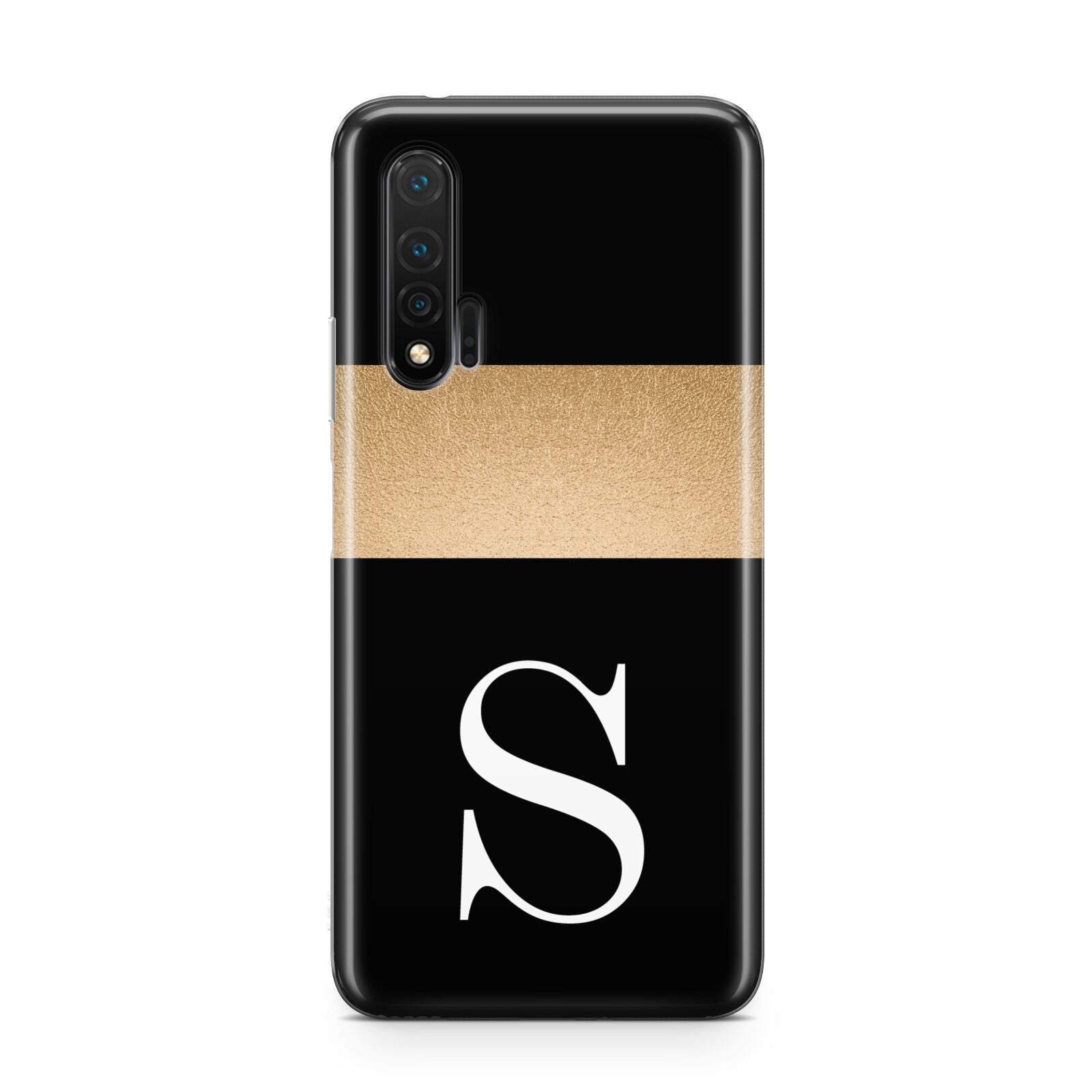 Personalised Black Gold Monogram Initial Huawei Nova 6 Phone Case