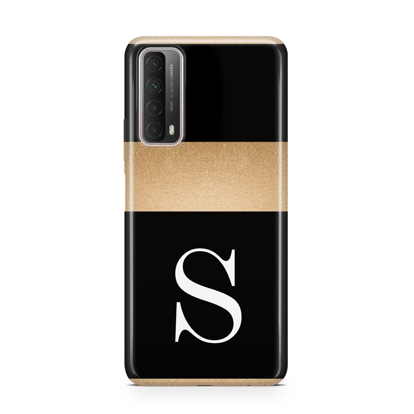 Personalised Black Gold Monogram Initial Huawei P Smart 2021