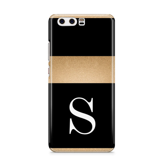 Personalised Black Gold Monogram Initial Huawei P10 Phone Case
