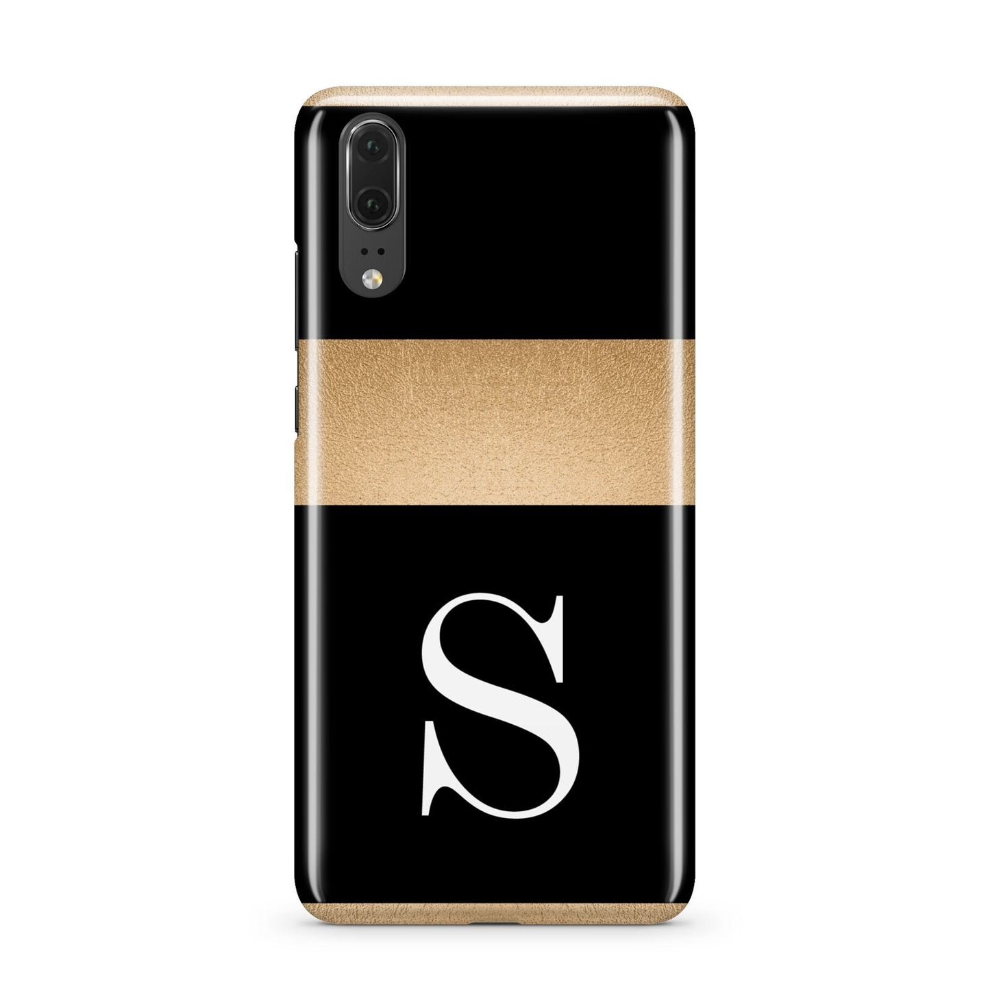 Personalised Black Gold Monogram Initial Huawei P20 Phone Case