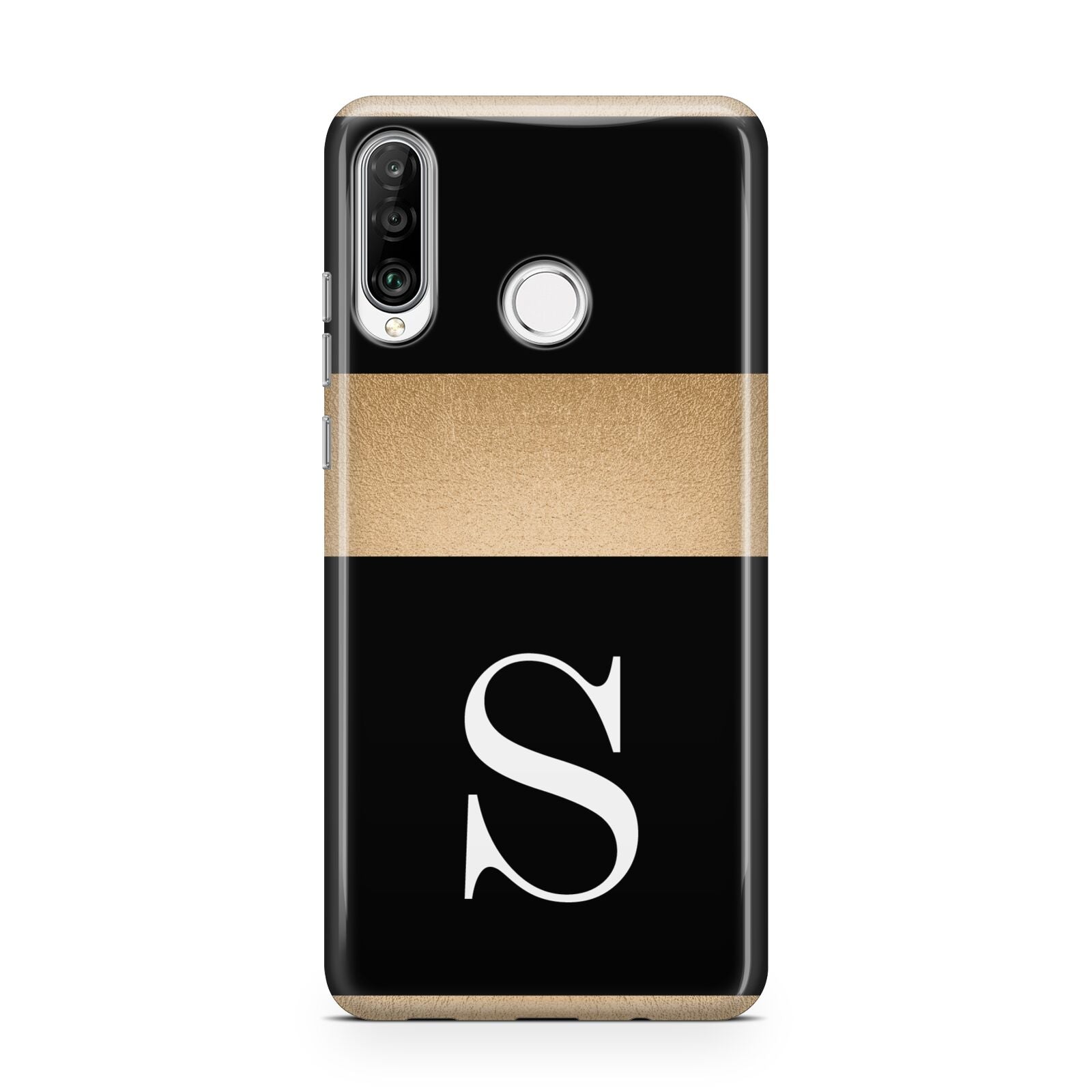 Personalised Black Gold Monogram Initial Huawei P30 Lite Phone Case