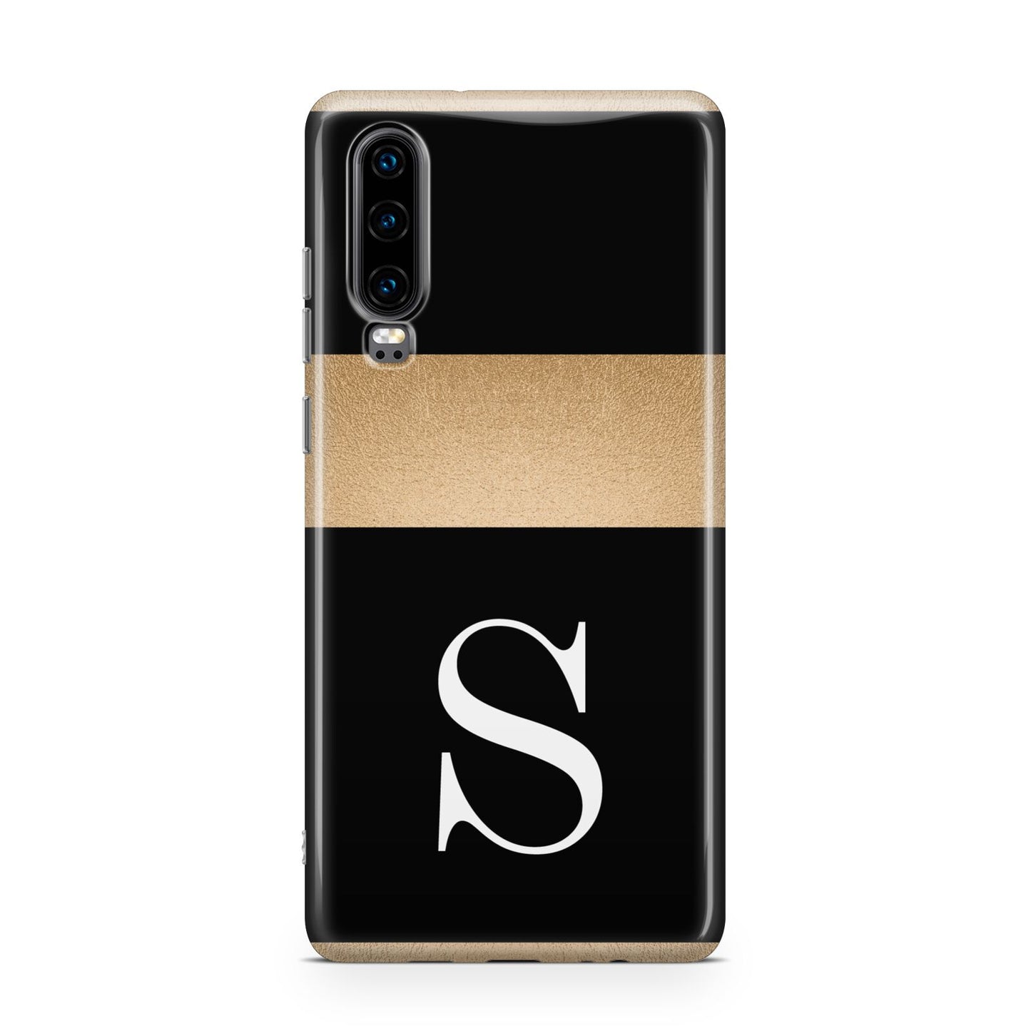 Personalised Black Gold Monogram Initial Huawei P30 Phone Case