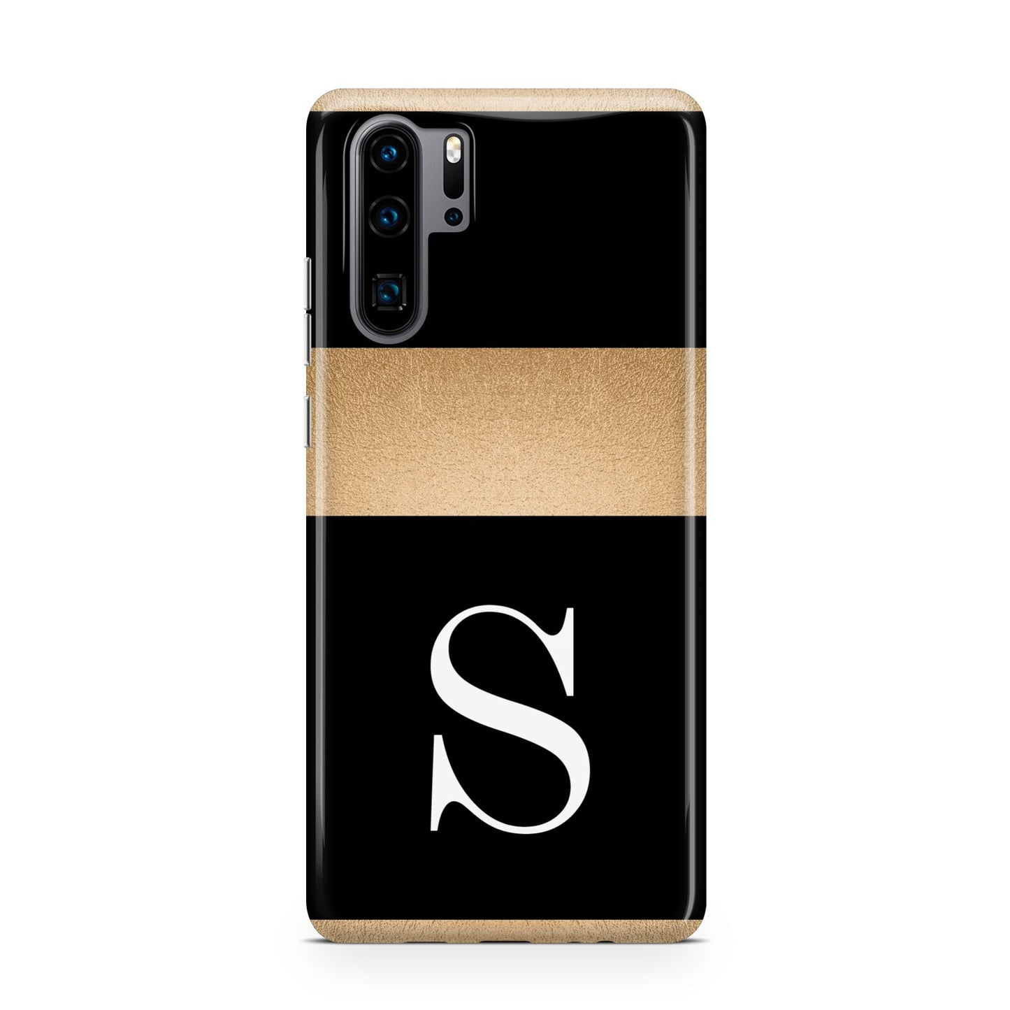 Personalised Black Gold Monogram Initial Huawei P30 Pro Phone Case