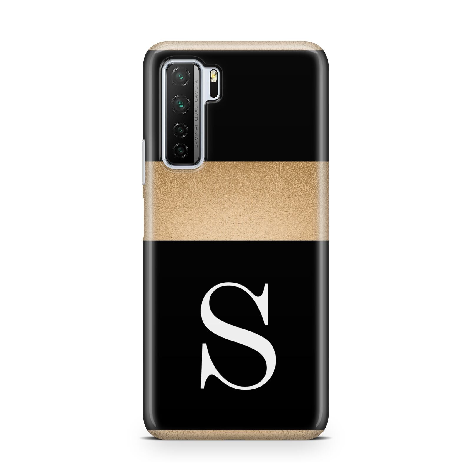 Personalised Black Gold Monogram Initial Huawei P40 Lite 5G Phone Case