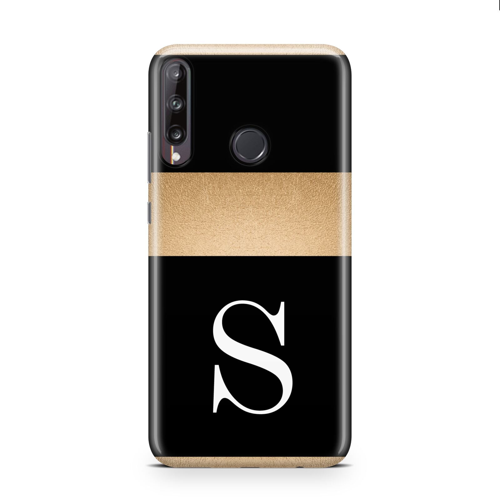 Personalised Black Gold Monogram Initial Huawei P40 Lite E Phone Case