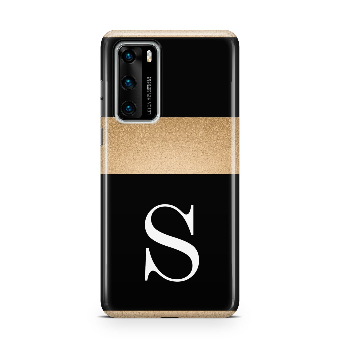 Personalised Black Gold Monogram Initial Huawei P40 Phone Case