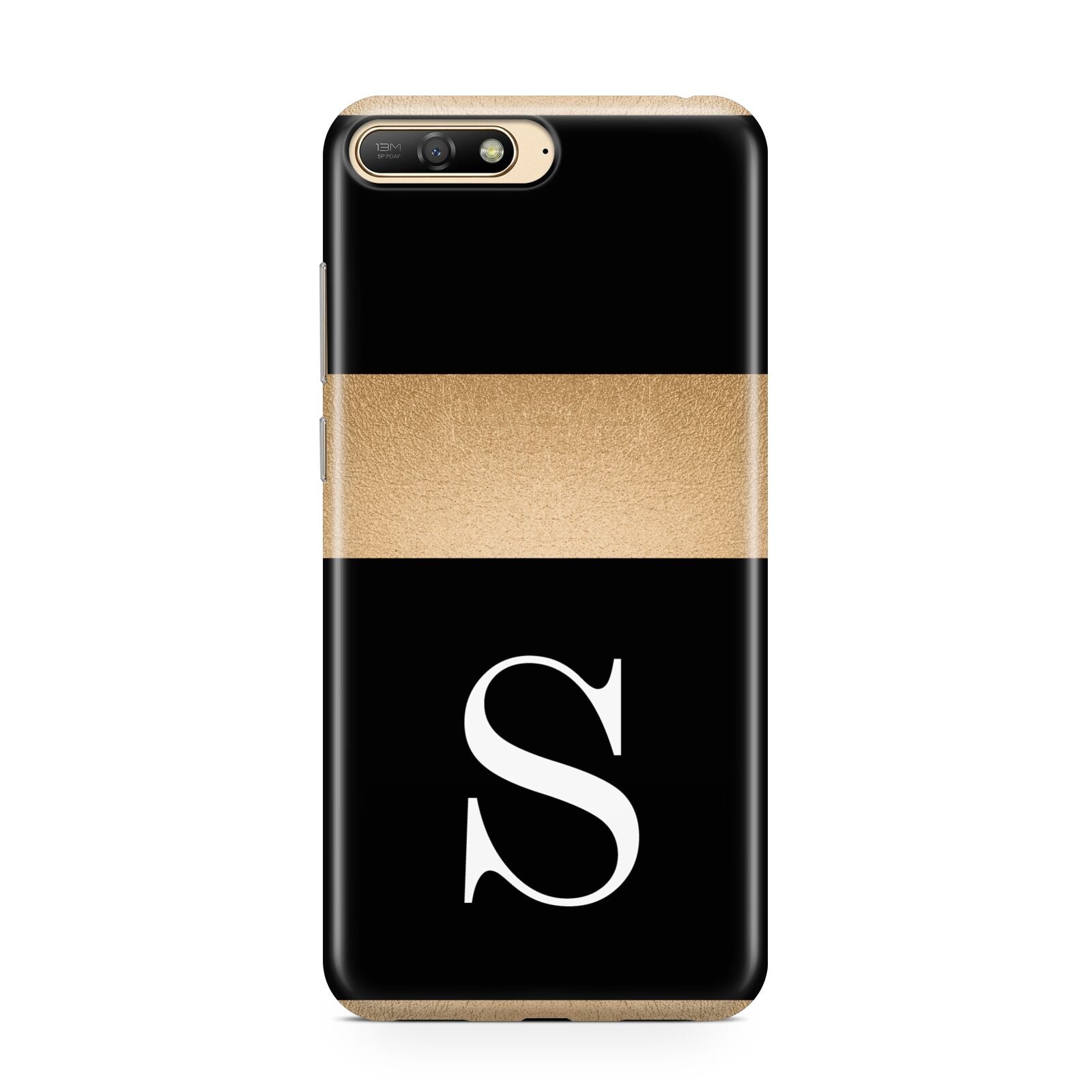 Personalised Black Gold Monogram Initial Huawei Y6 2018