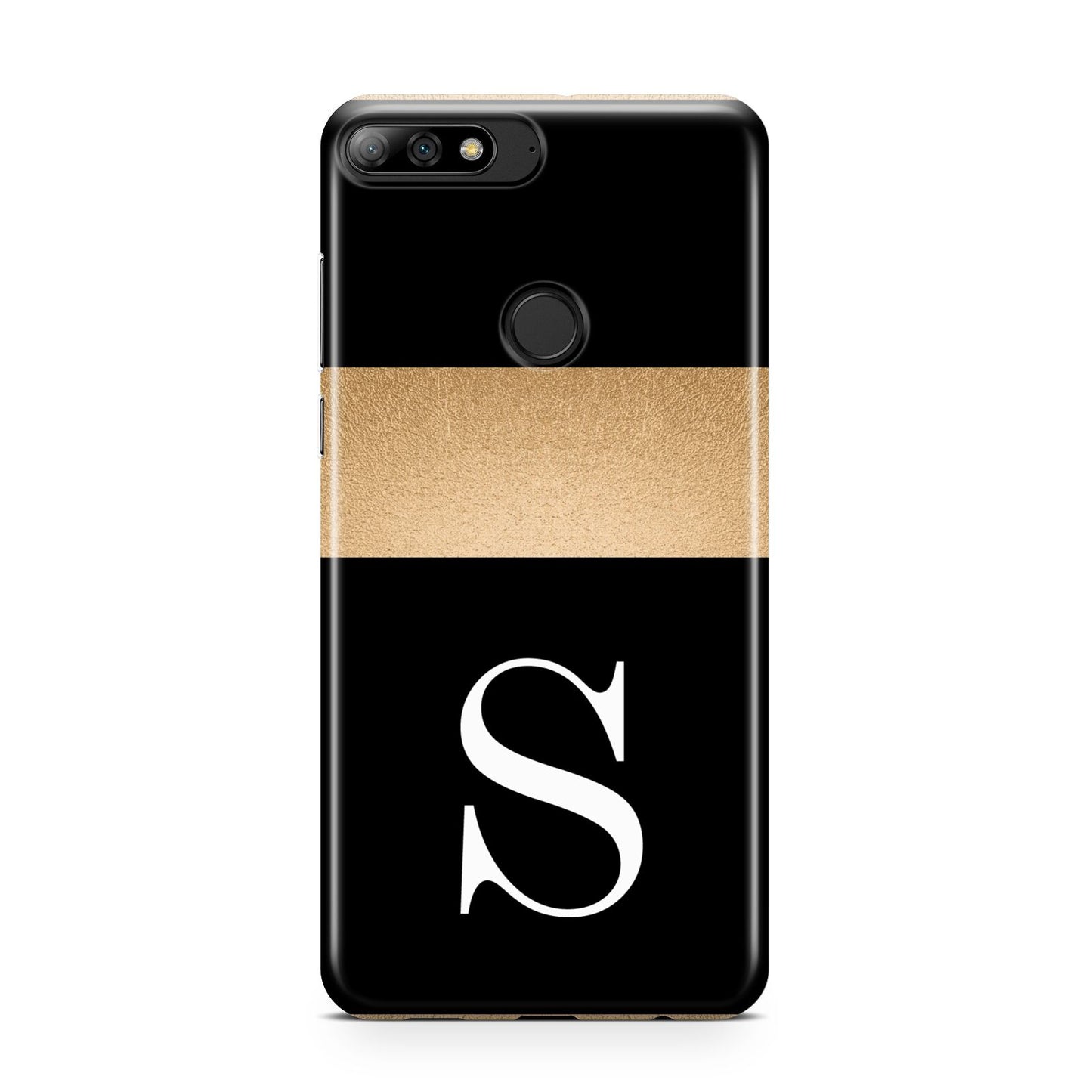 Personalised Black Gold Monogram Initial Huawei Y7 2018