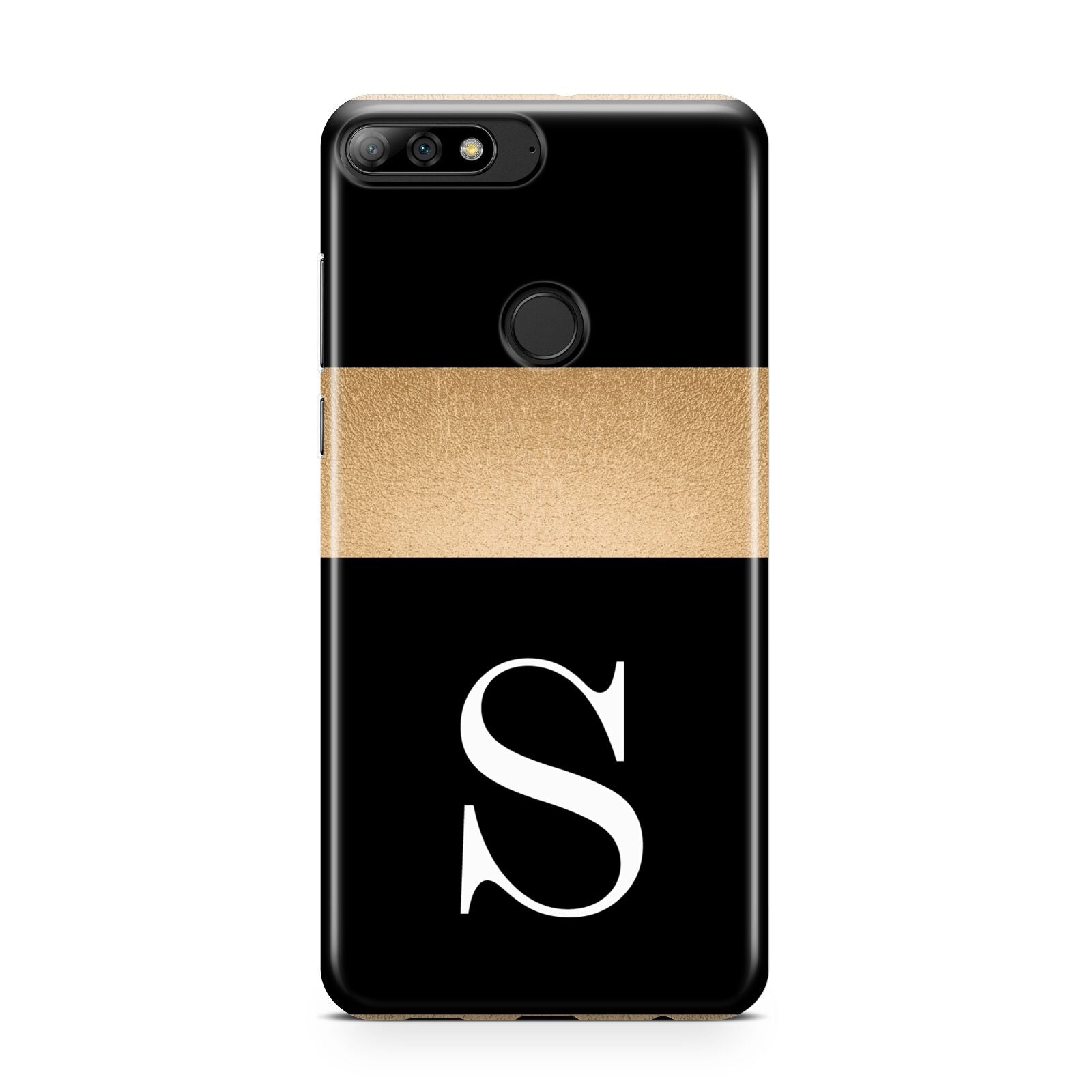 Personalised Black Gold Monogram Initial Huawei Y7 2018