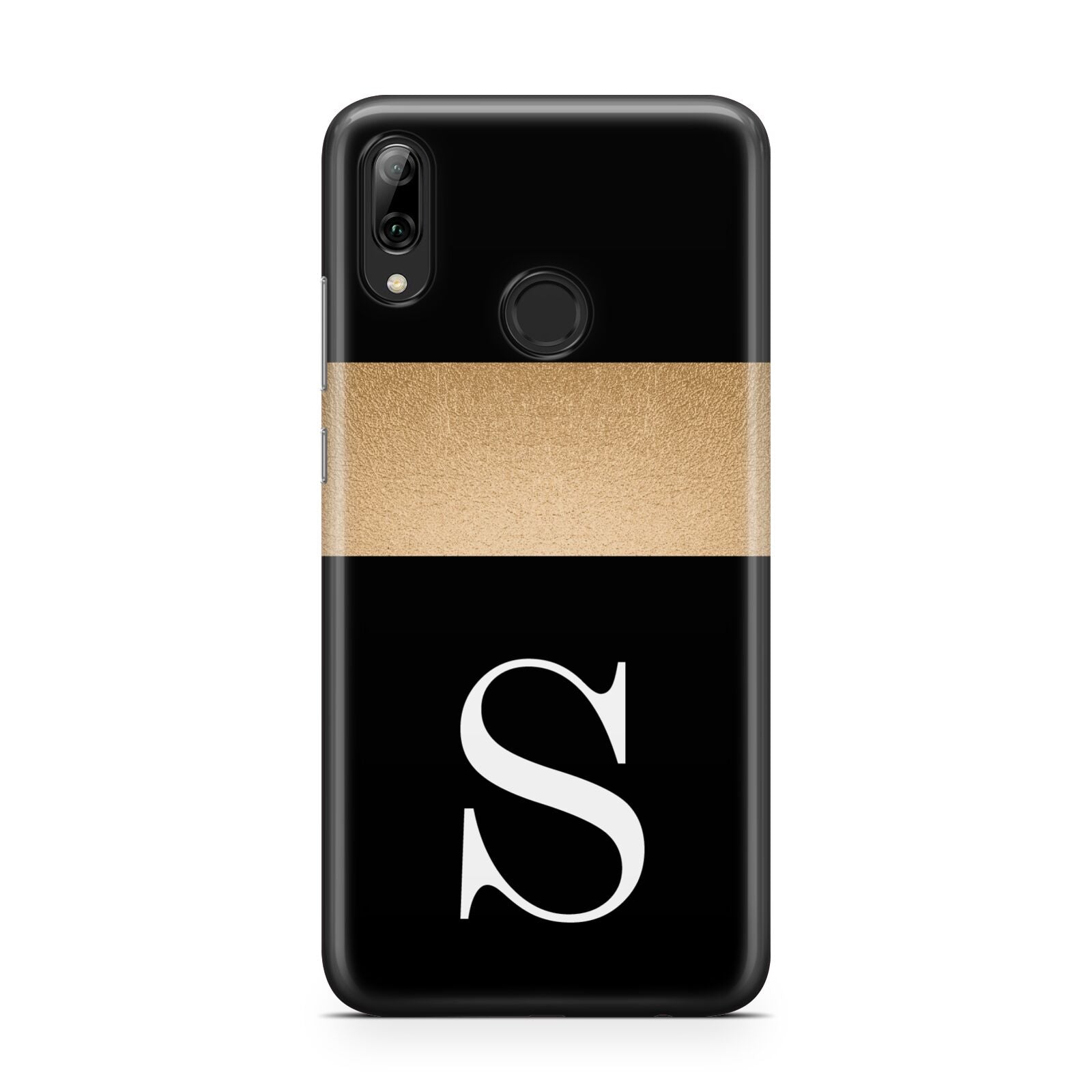 Personalised Black Gold Monogram Initial Huawei Y7 2019