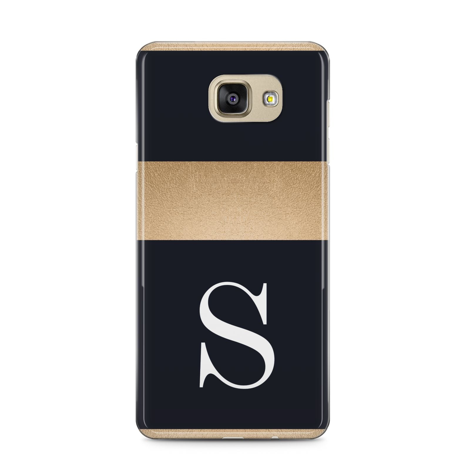 Personalised Black Gold Monogram Initial Samsung Galaxy A5 2016 Case on gold phone