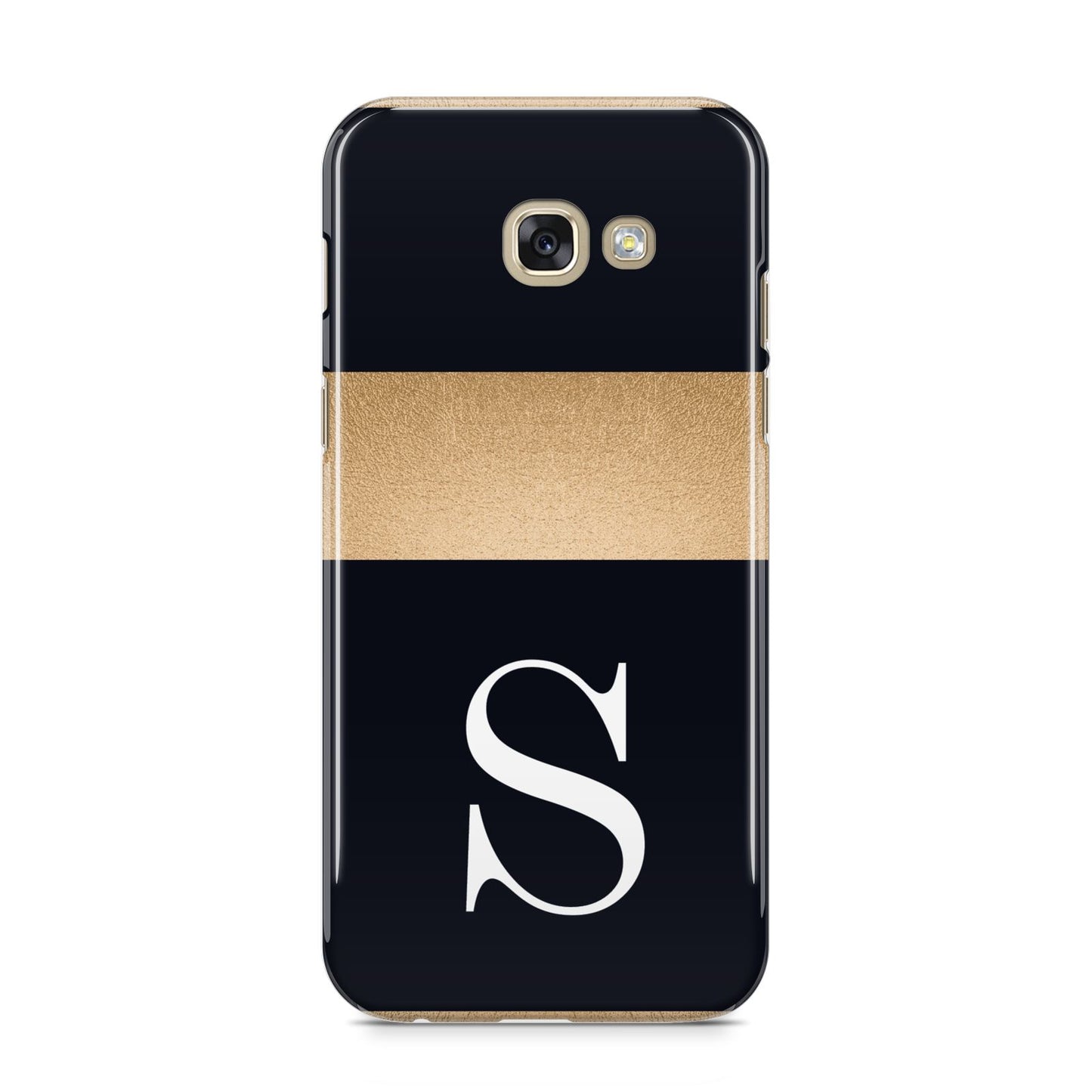 Personalised Black Gold Monogram Initial Samsung Galaxy A5 2017 Case on gold phone