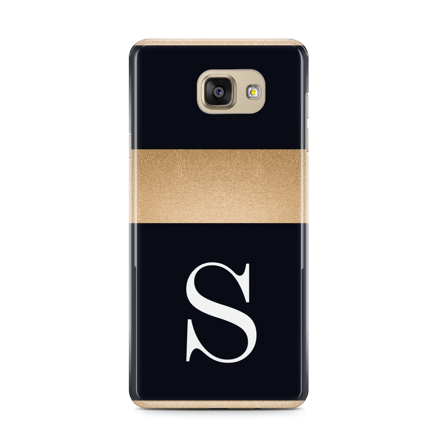 Personalised Black Gold Monogram Initial Samsung Galaxy A7 2016 Case on gold phone