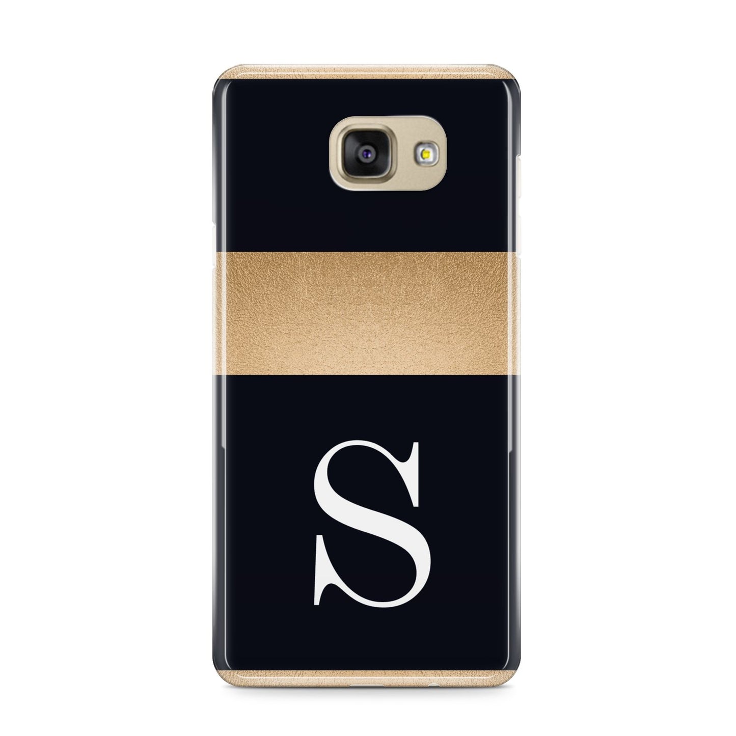 Personalised Black Gold Monogram Initial Samsung Galaxy A9 2016 Case on gold phone