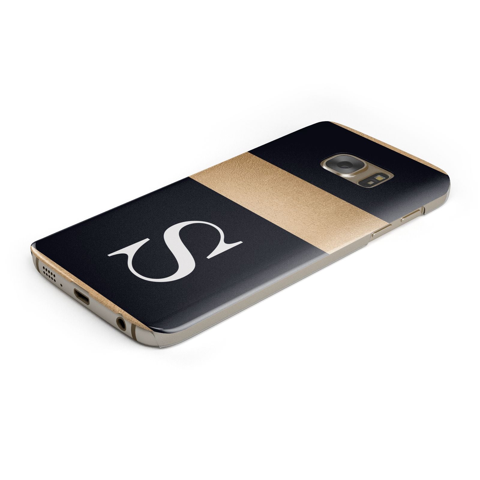 Personalised Black Gold Monogram Initial Samsung Galaxy Case Bottom Cutout