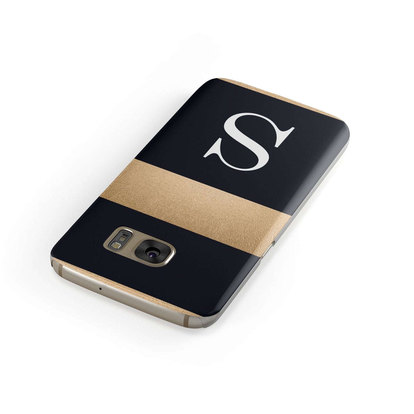 Personalised Black Gold Monogram Initial Samsung Galaxy Case Front Close Up