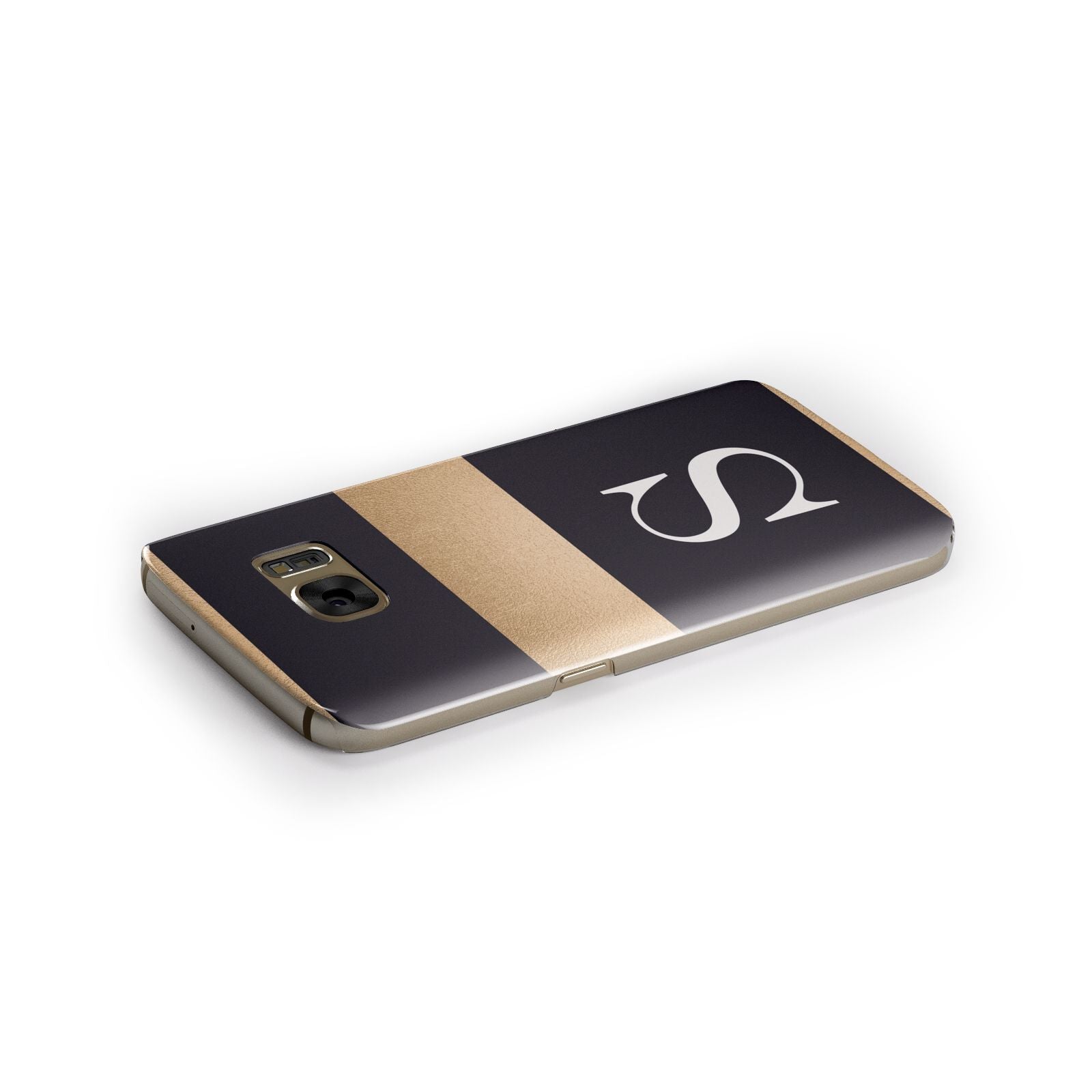 Personalised Black Gold Monogram Initial Samsung Galaxy Case Side Close Up