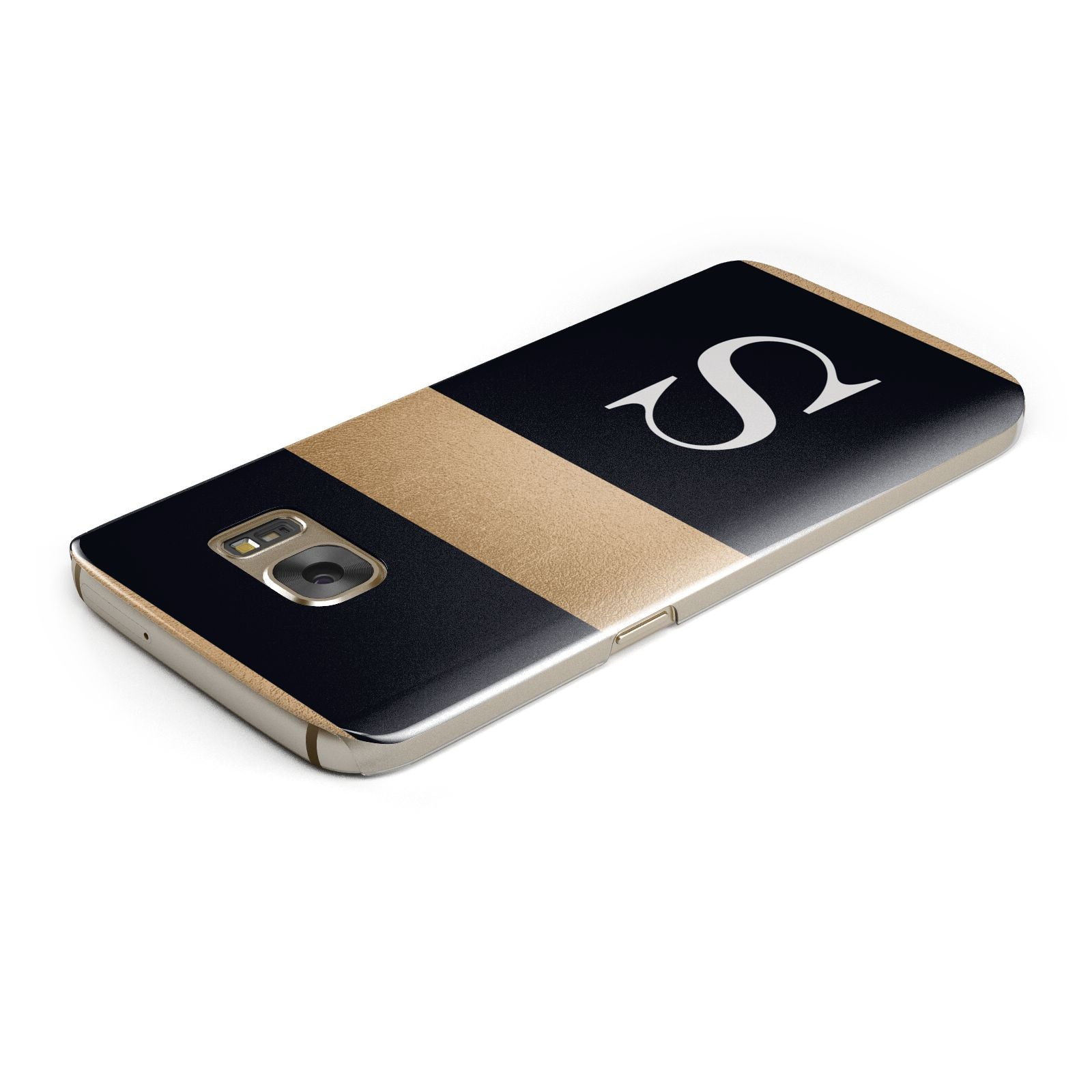 Personalised Black Gold Monogram Initial Samsung Galaxy Case Top Cutout