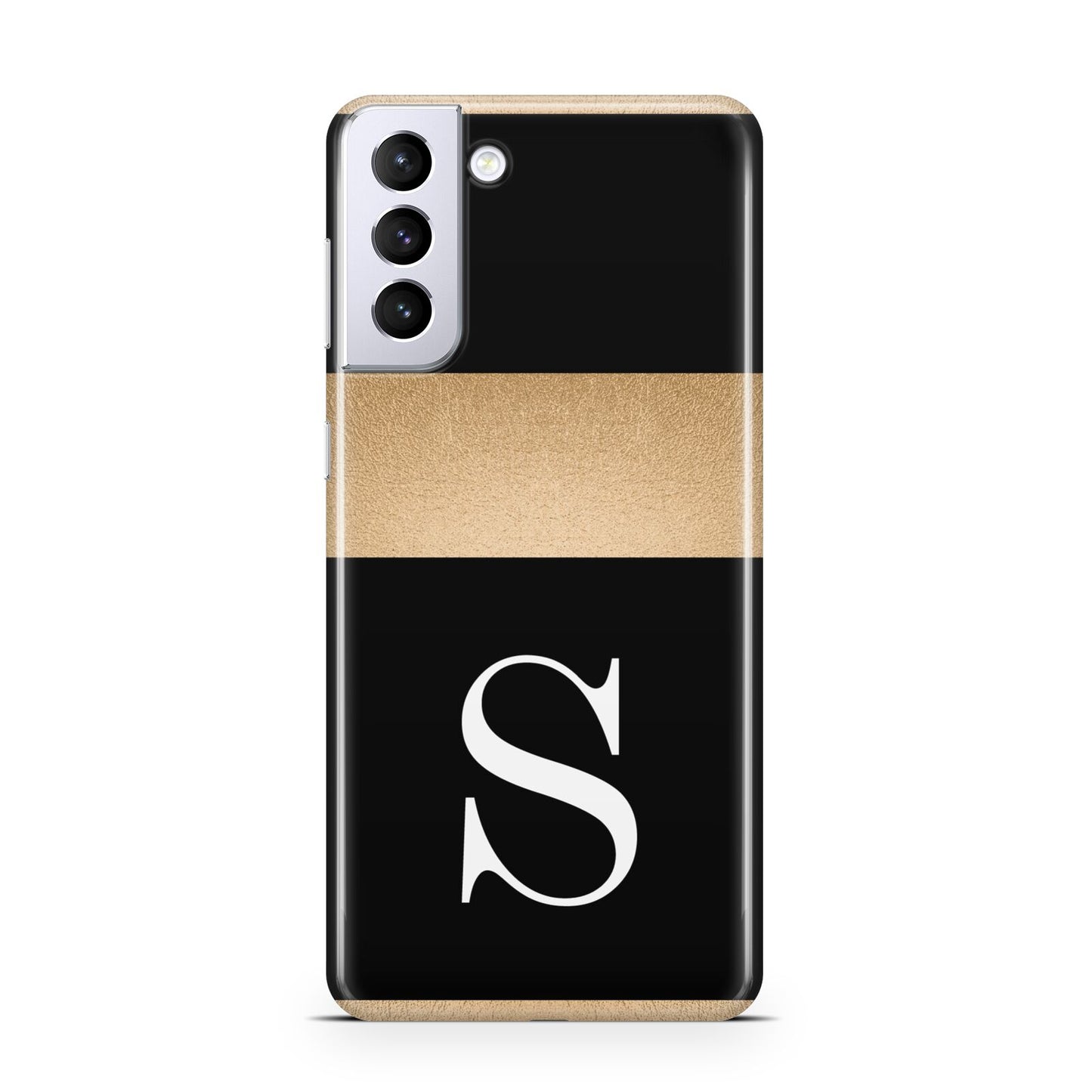 Personalised Black Gold Monogram Initial Samsung S21 Plus Phone Case