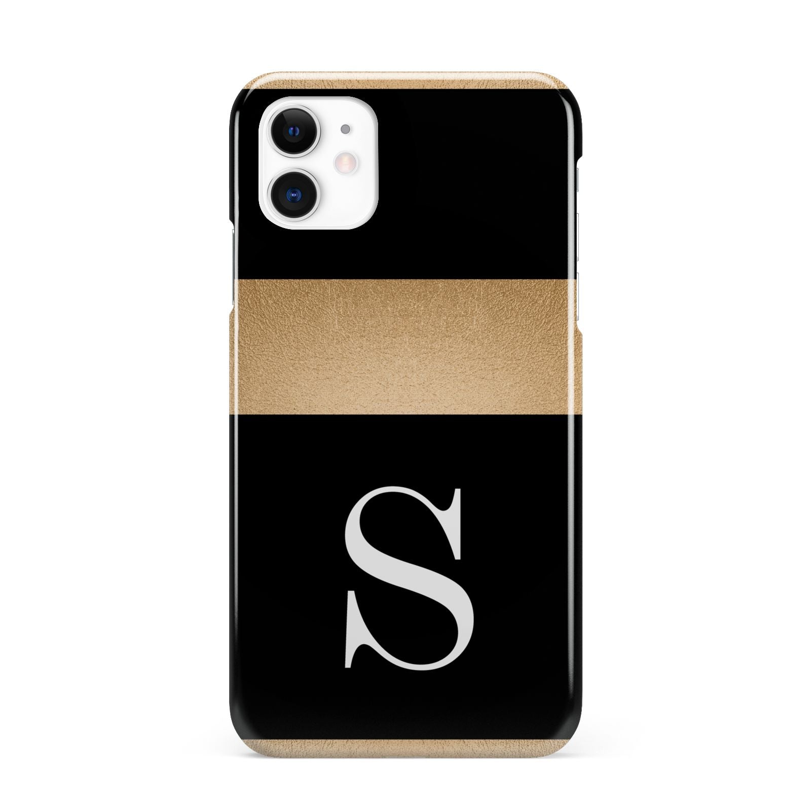 Personalised Black Gold Monogram Initial iPhone 11 3D Snap Case