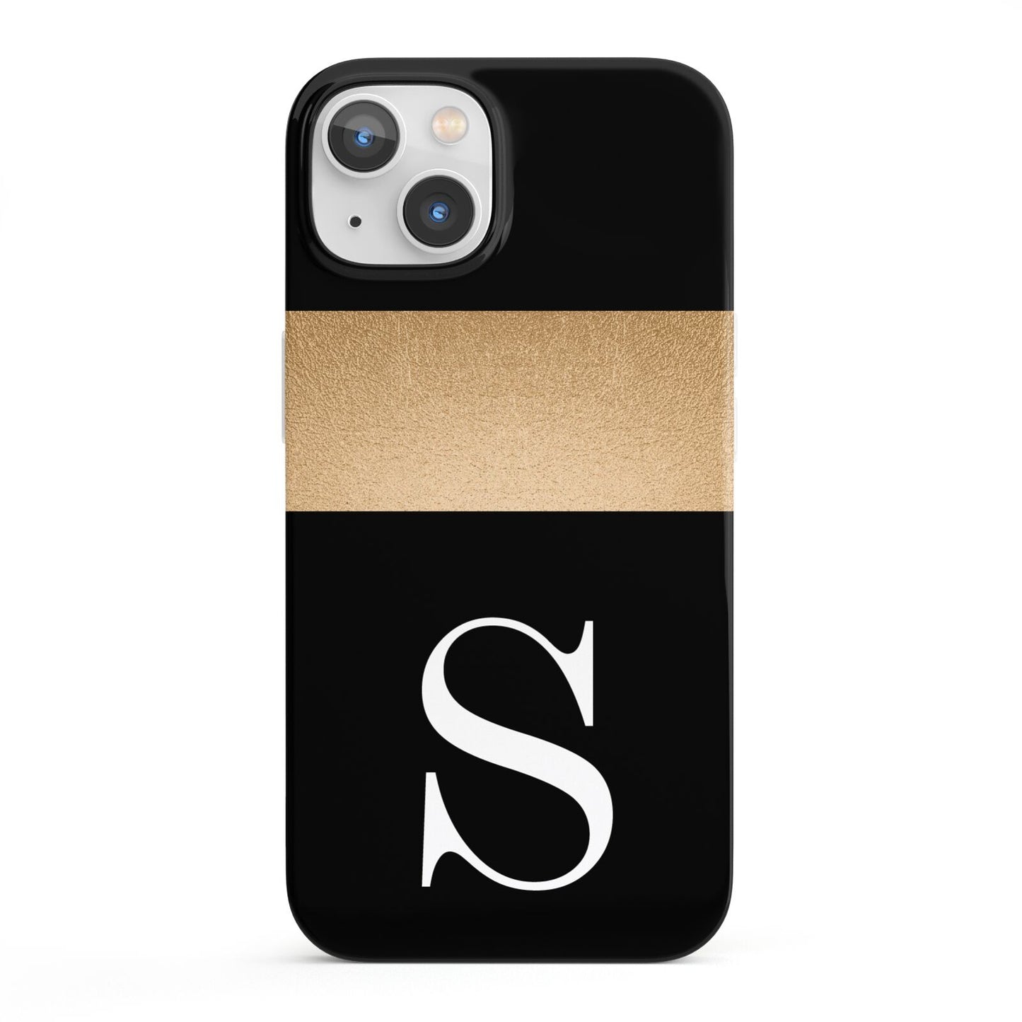 Personalised Black Gold Monogram Initial iPhone 13 Full Wrap 3D Snap Case