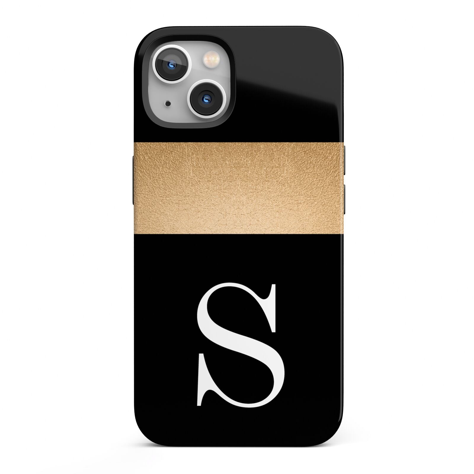 Personalised Black Gold Monogram Initial iPhone 13 Full Wrap 3D Tough Case