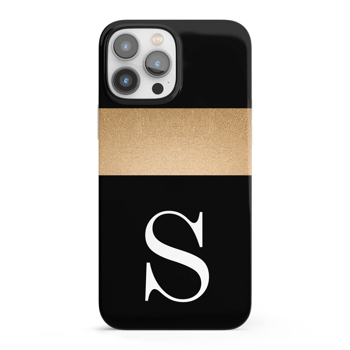 Personalised Black Gold Monogram Initial iPhone 13 Pro Max Full Wrap 3D Snap Case