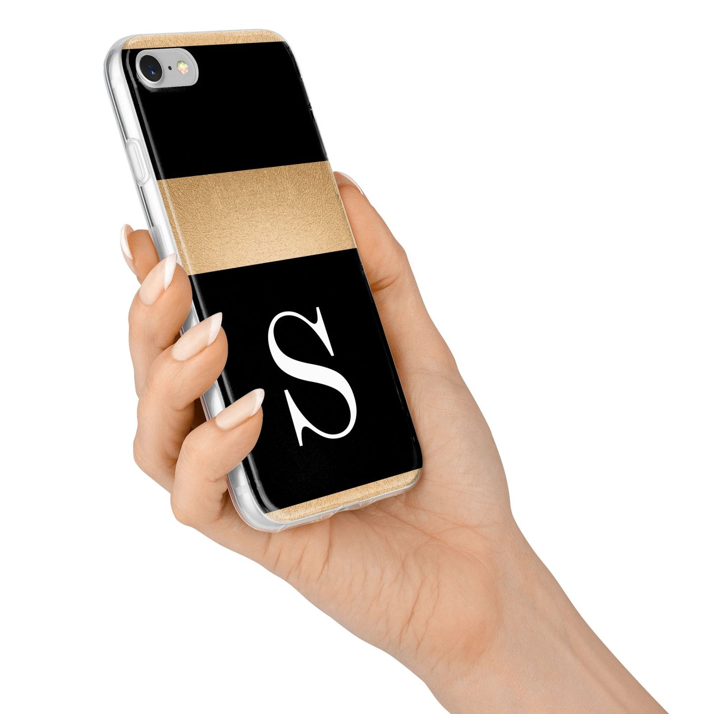 Personalised Black Gold Monogram Initial iPhone 7 Bumper Case on Silver iPhone Alternative Image