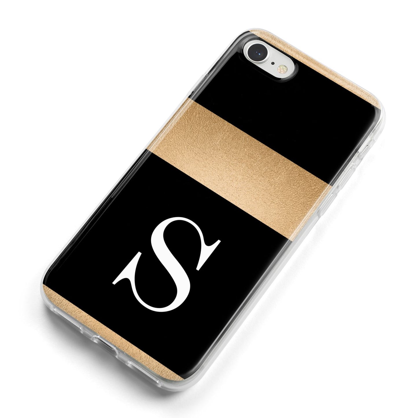 Personalised Black Gold Monogram Initial iPhone 8 Bumper Case on Silver iPhone Alternative Image