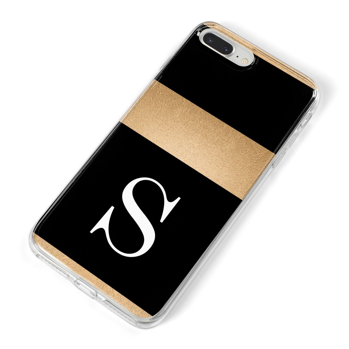 Personalised Black Gold Monogram Initial iPhone 8 Plus Bumper Case on Silver iPhone Alternative Image