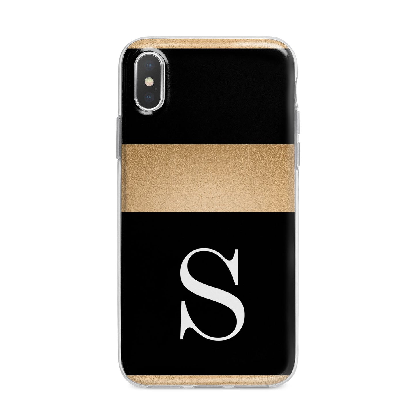 Personalised Black Gold Monogram Initial iPhone X Bumper Case on Silver iPhone Alternative Image 1