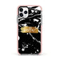 Personalised Black Gold Swirl Marble Apple iPhone 11 Pro in Silver with Pink Impact Case