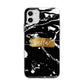 Personalised Black Gold Swirl Marble Apple iPhone 11 in White with Bumper Case