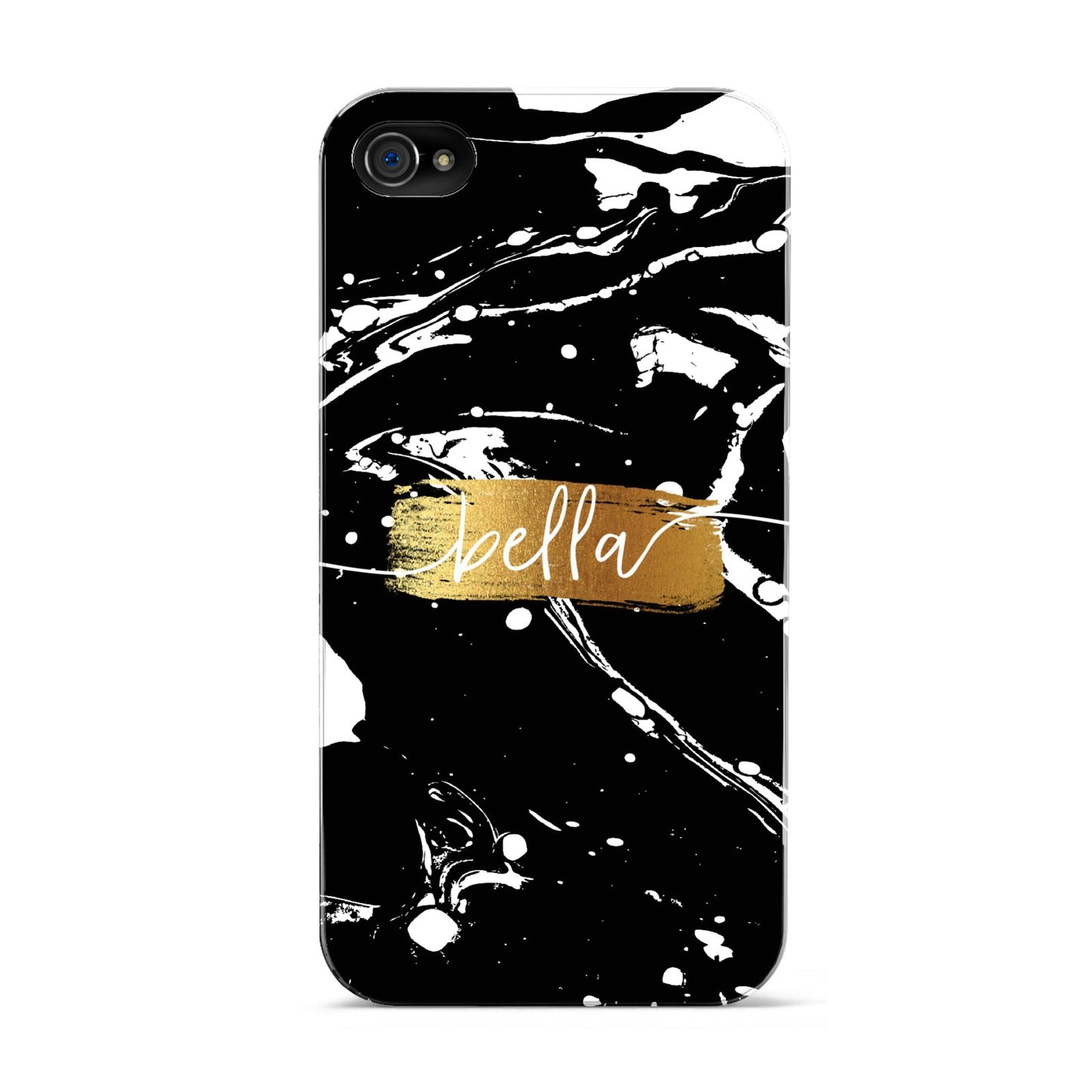 Personalised Black Gold Swirl Marble Apple iPhone 4s Case