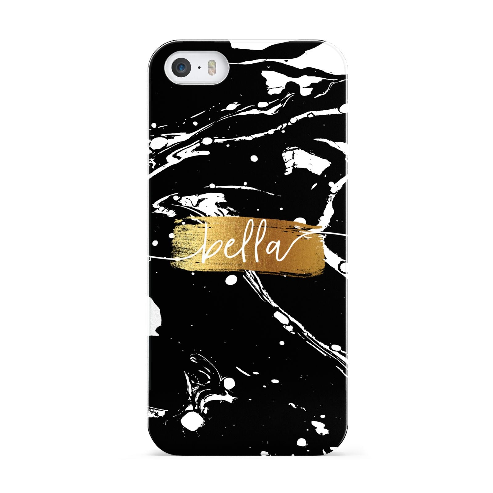 Personalised Black Gold Swirl Marble Apple iPhone 5 Case