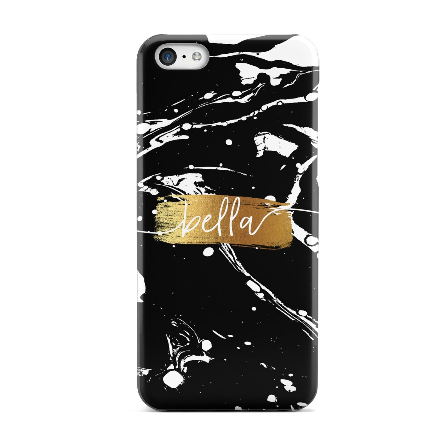 Personalised Black Gold Swirl Marble Apple iPhone 5c Case
