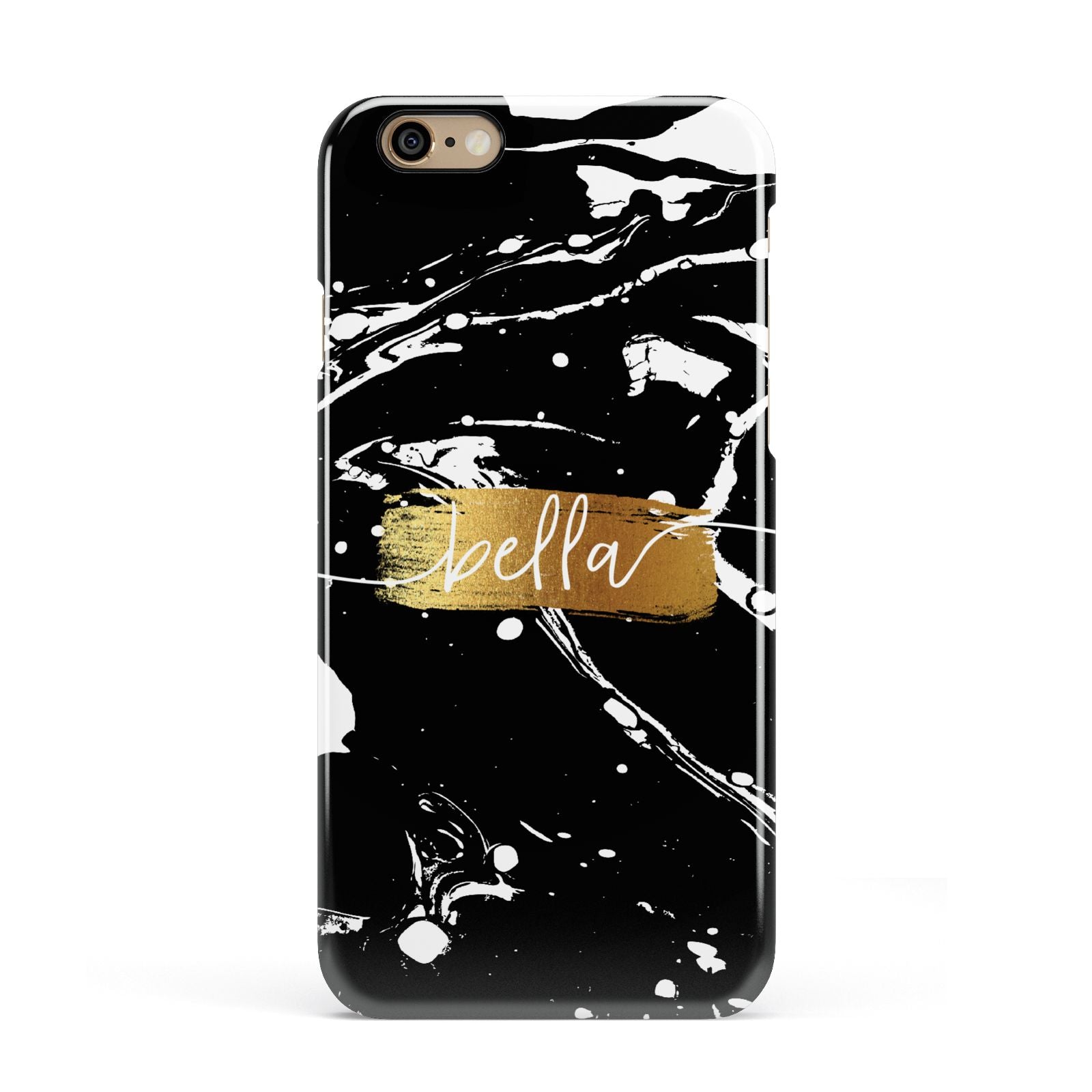 Personalised Black Gold Swirl Marble Apple iPhone 6 3D Snap Case
