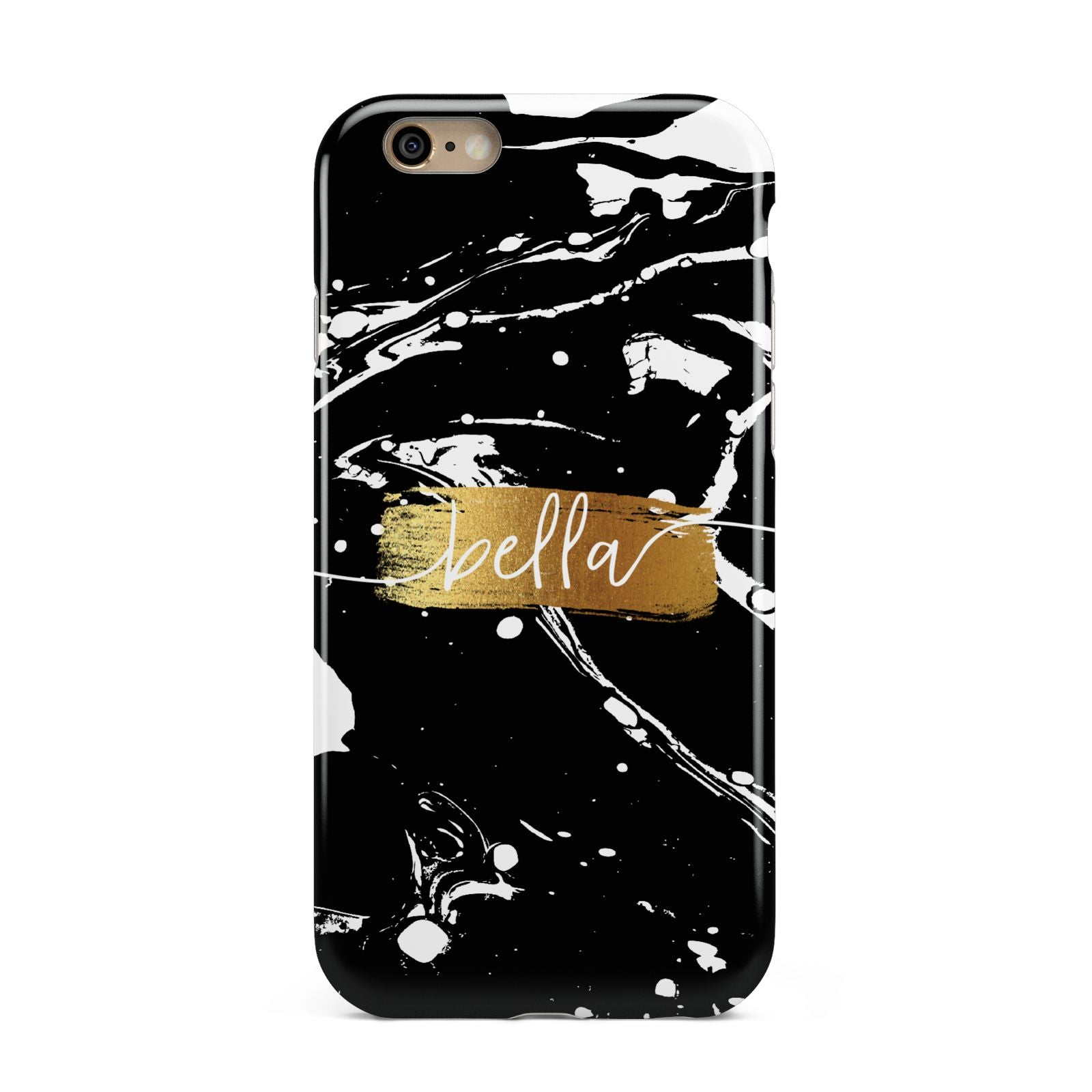 Personalised Black Gold Swirl Marble Apple iPhone 6 3D Tough Case