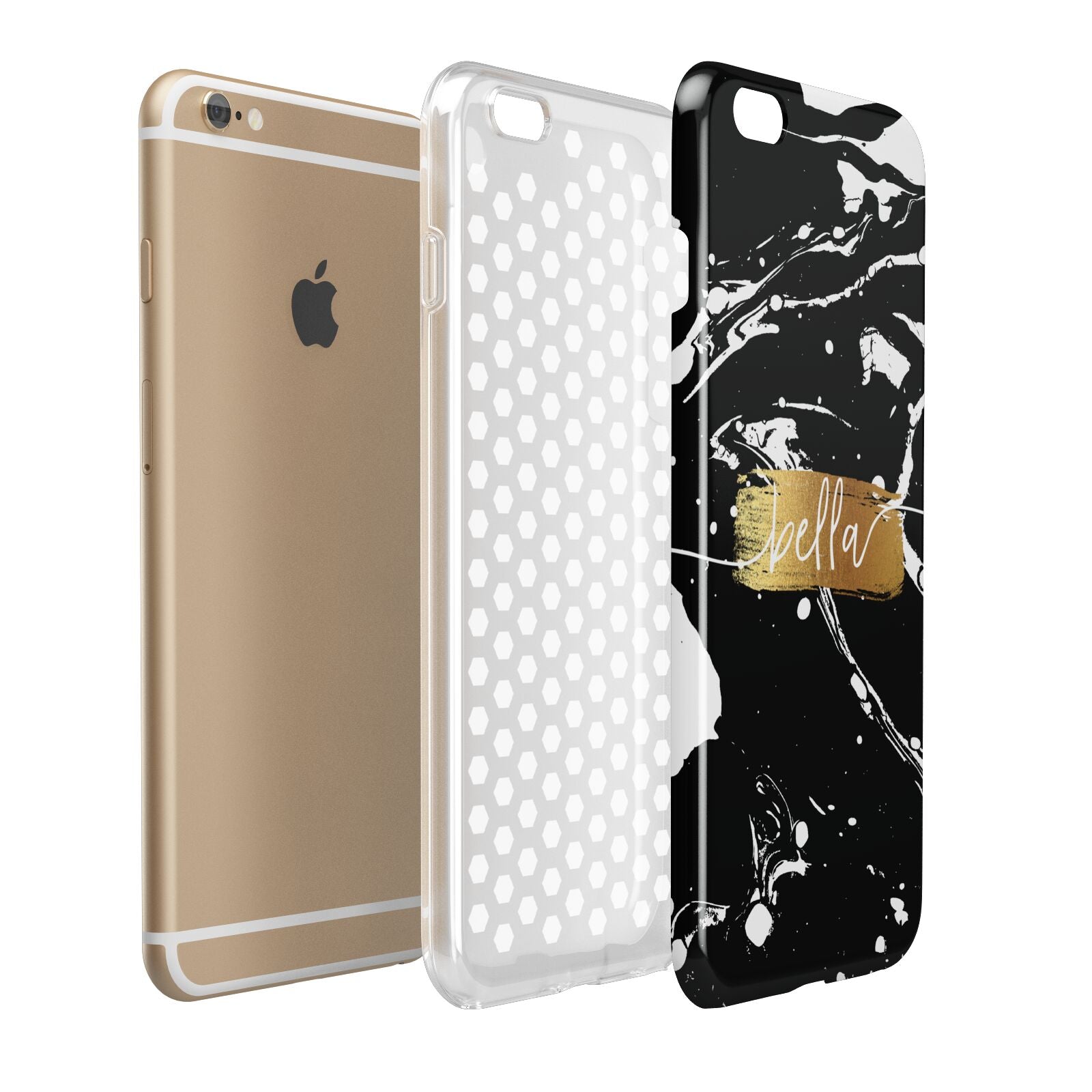Personalised Black Gold Swirl Marble Apple iPhone 6 Plus 3D Tough Case Expand Detail Image