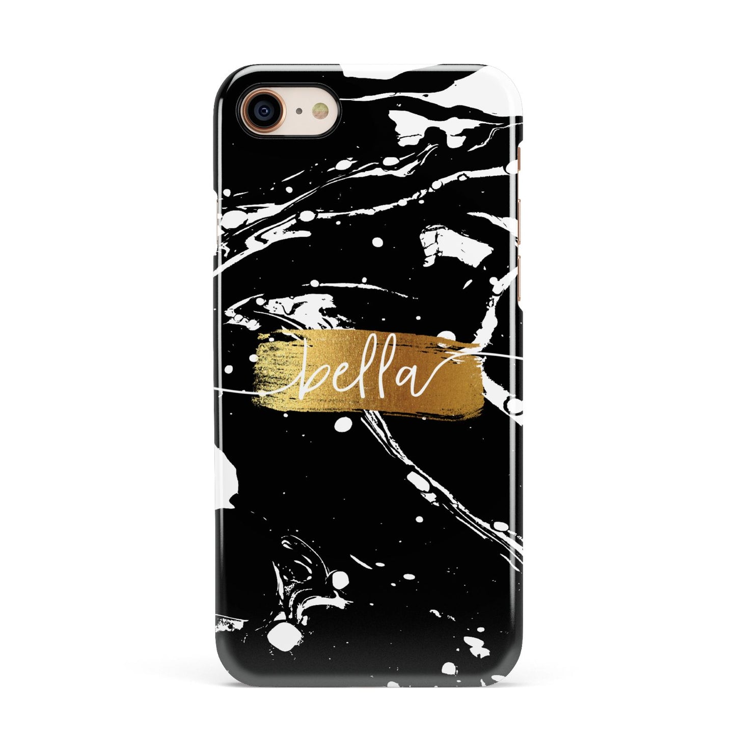 Personalised Black Gold Swirl Marble Apple iPhone 7 8 3D Snap Case
