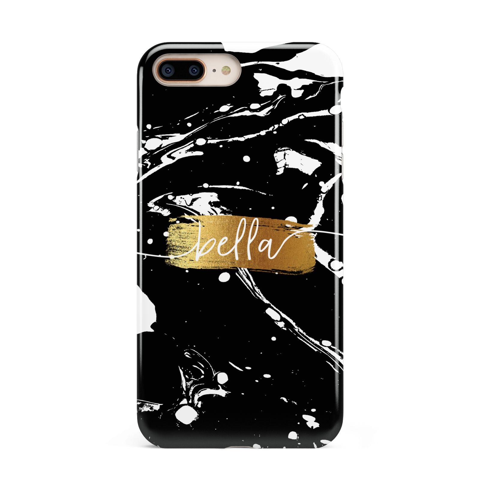 Personalised Black Gold Swirl Marble Apple iPhone 7 8 Plus 3D Tough Case
