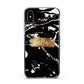 Personalised Black Gold Swirl Marble Apple iPhone Xs Impact Case Black Edge on Gold Phone
