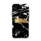 Personalised Black Gold Swirl Marble Apple iPhone Xs Impact Case White Edge on Black Phone