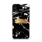 Personalised Black Gold Swirl Marble Apple iPhone Xs Max Impact Case Pink Edge on Black Phone